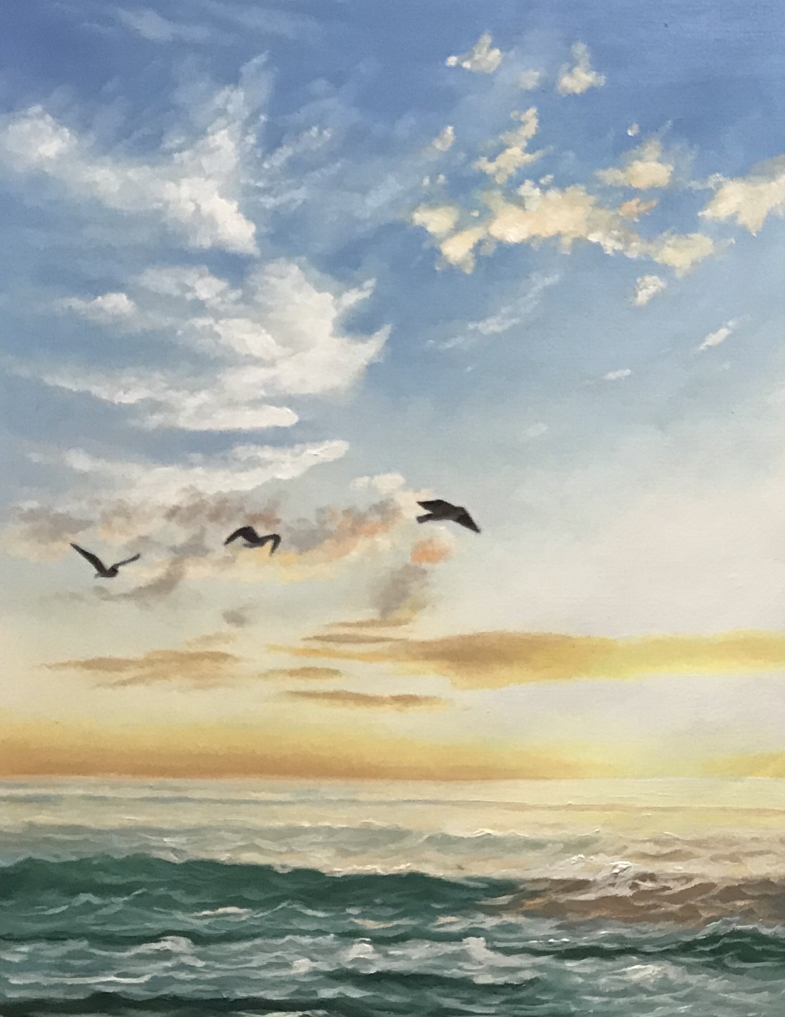 邱国梁 油画《海的朝阳》